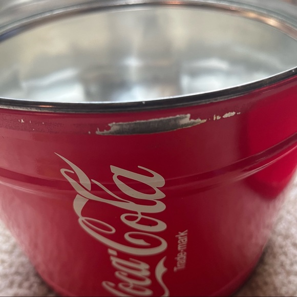 Vintage Official Licensed Coca-Cola Collectible Tin Bucket red - Picture 2 of 4